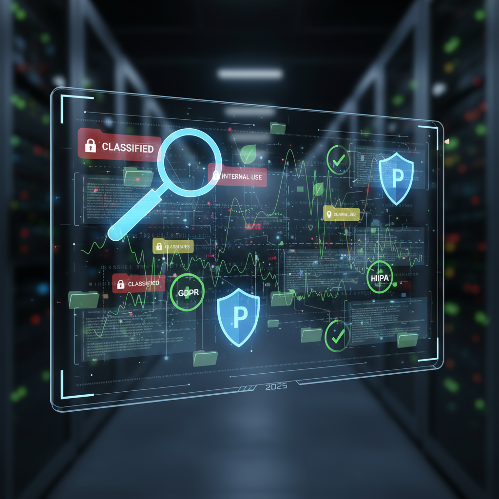 Thorough cybersecurity and data management solutions with advanced threat detection, compliance, and data protection visuals in secure data centers.